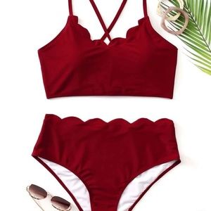 SHEIN plus size scalloped edge bikini